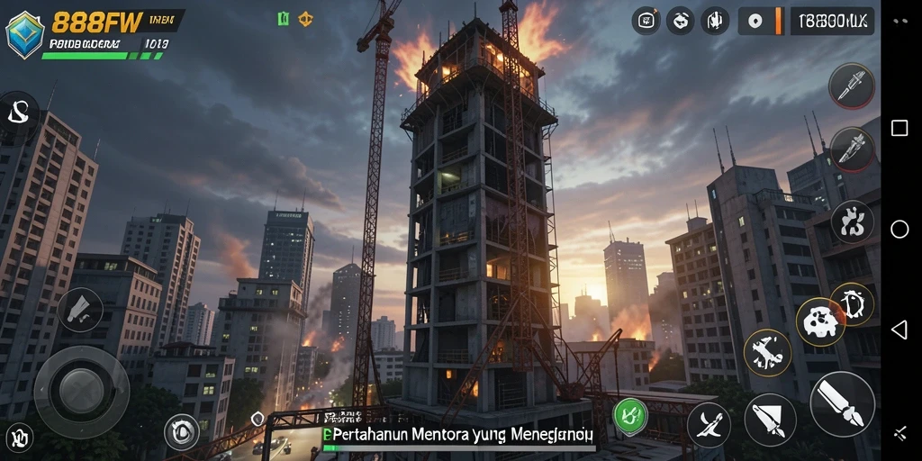 Screenshot gameplay <strong>888FW</strong> menampilkan aksi menara mempertahankan wilayah dari serangan.