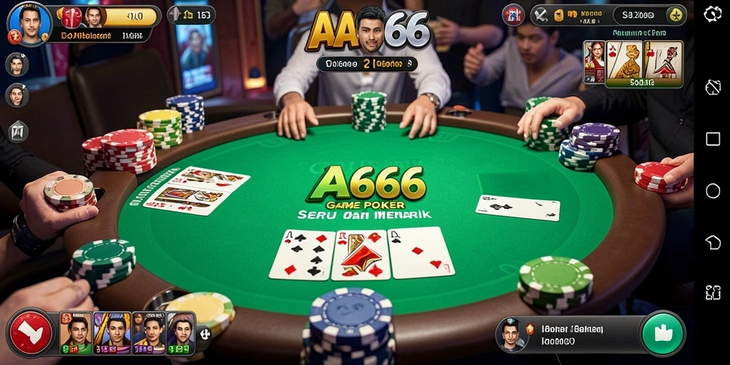Gambar gameplay AA666 yang seru saat bermain poker.