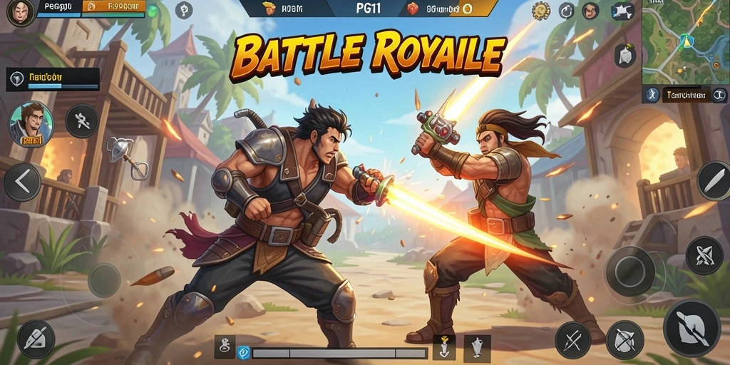 Screenshot utama PG11 menampilkan momen pertarungan seru di medan Battle Royale.