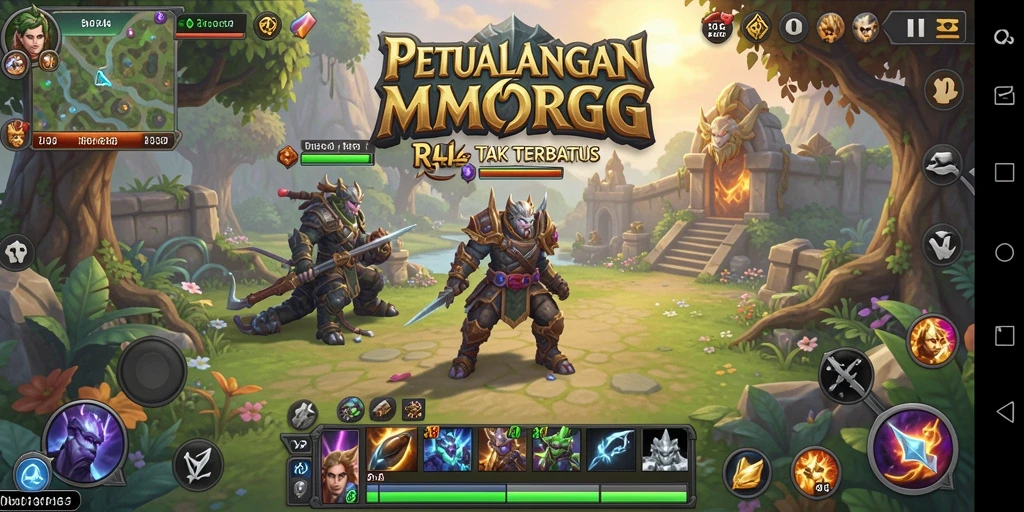 Tampilan gameplay MMORPG RR44 yang menakjubkan dan mendebarkan.