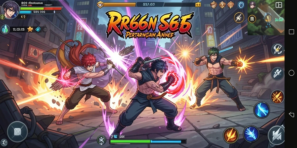 Screenshot utama RR666 menampilkan aksi seru dalam pertarungan Anime.