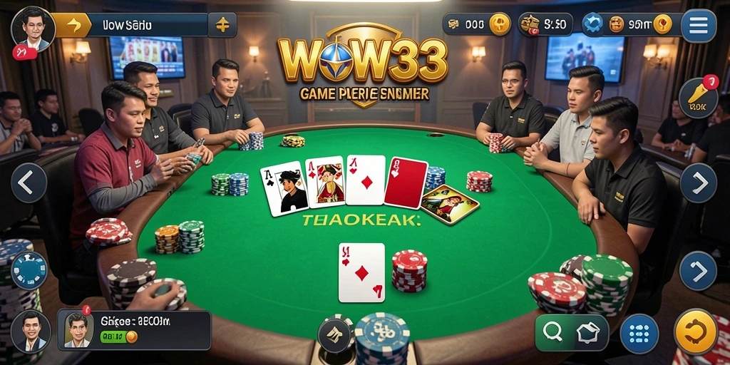 Tampilan gameplay poker menarik di WOW33 dengan antarmuka yang user-friendly.