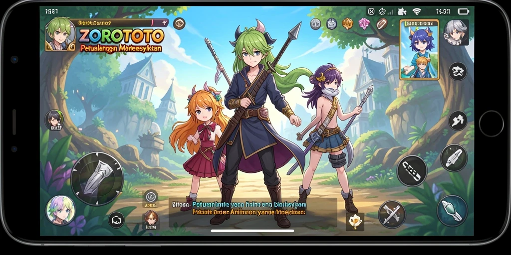 Screenshot gameplay ZOROTOTO menampilkan aksi seru karakter Anime.